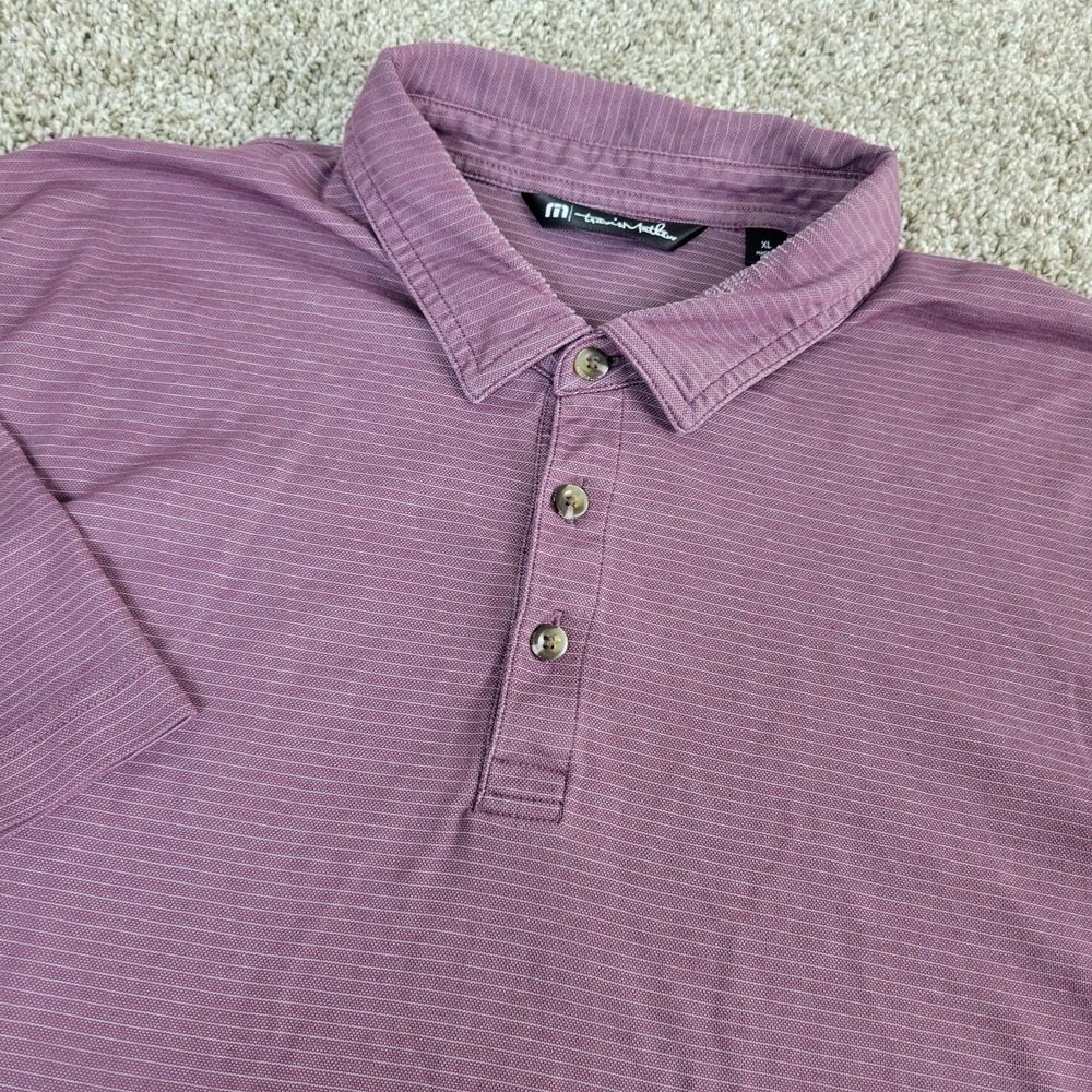 Travis Mathew Mens XL Maroon Striped Performance Stretch Golf Polo SS